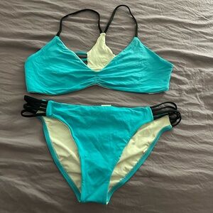 L*Space Blue and Black Bikini Set with Color Block Design